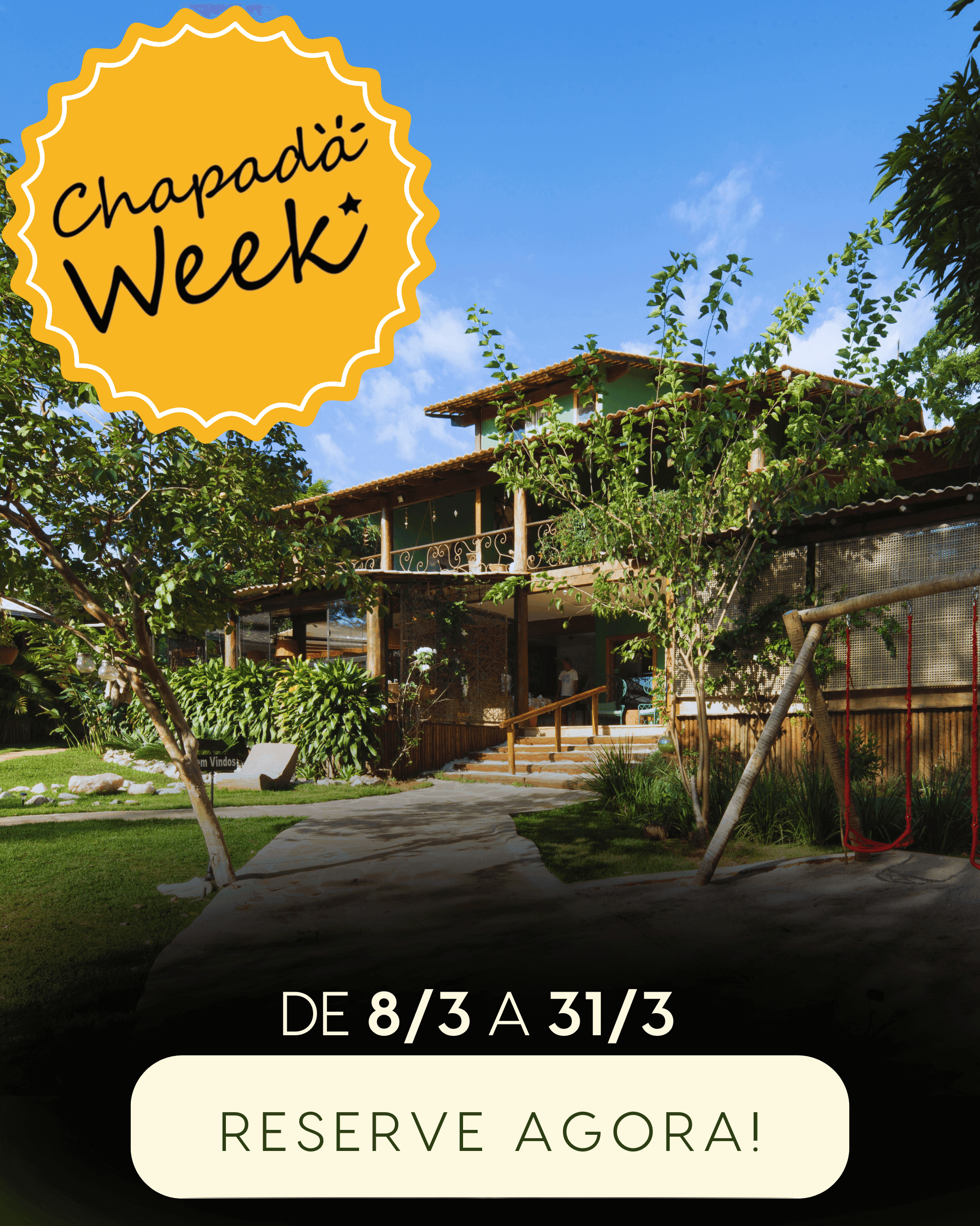 <p>From March 8 to 31, we will have Chapada Week: a week with incredible discounts throughout the Chapada dos Veadeiros region. Dozens of establishments, restaurants, and many attractions with prices that fit your budget.</p>